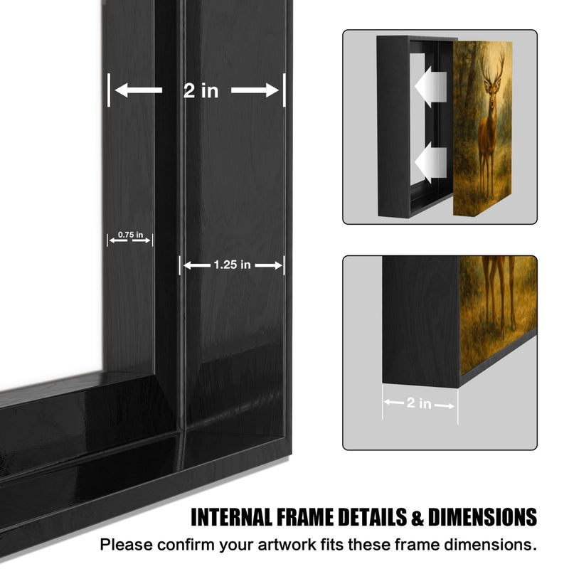 Prixas Print Floater Frame for 1.25 thick Canvas, Available in 25+ size and 4 Color, Wood-Look Floating Frame for Finished Canvas Artist Panel Oil Painting Wall Art DÃ©cor (Black Frame, 16"x20") - Image 4